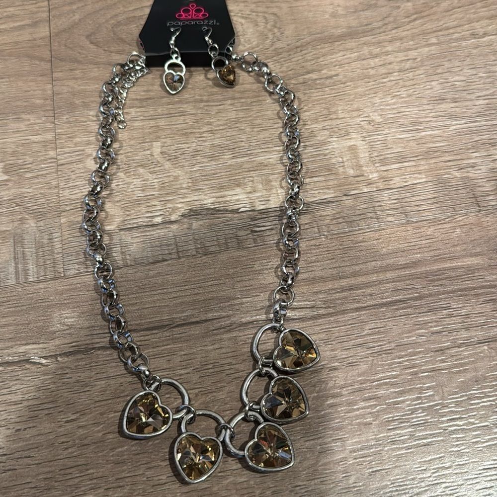 Paparazzi Silver and Gold Heart Jewelry Set